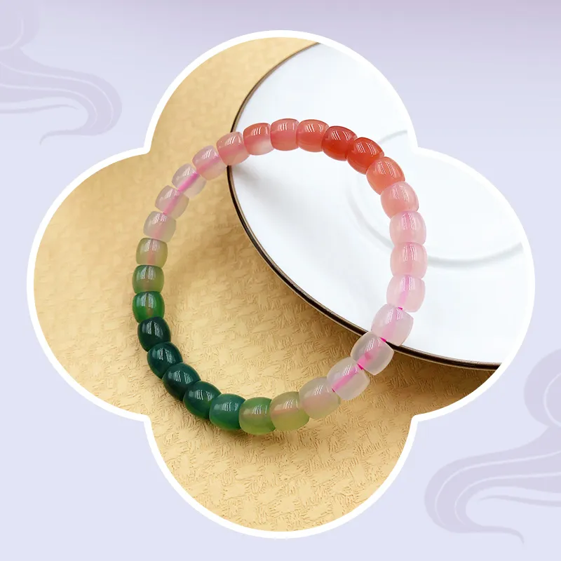 TAOHUAZHAOZHAO Natural Agate Jade Bracelets Women's-3