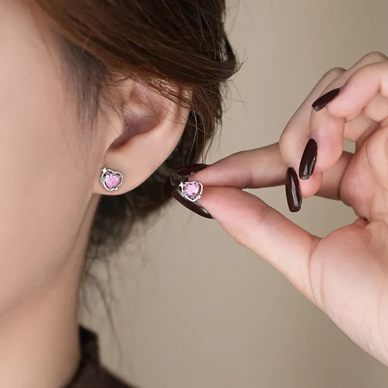 TAOHUAZHAOZHAO S 999 Fine Silver Stud Earrings Women's-1