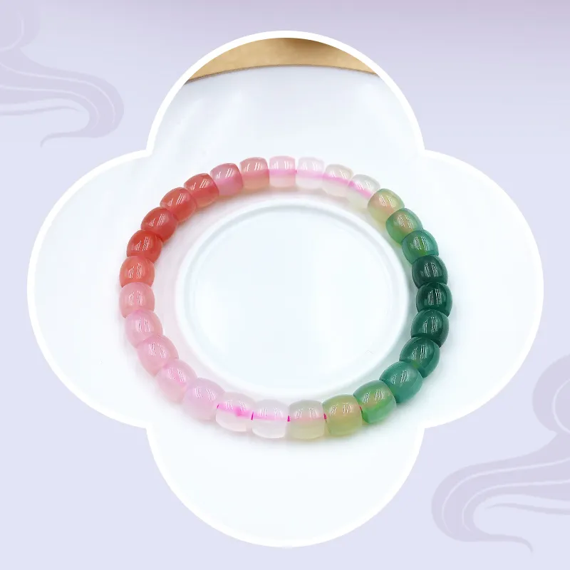 TAOHUAZHAOZHAO Natural Agate Jade Bracelets Women's-2