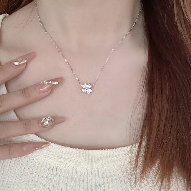 Modern Miracle S925 Silver With Full Zircon Necklaces Unisex Two Tone-6
