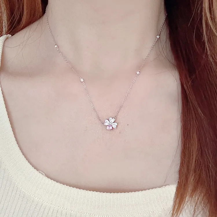 Modern Miracle S925 Silver With Full Zircon Necklaces Unisex Two Tone-7