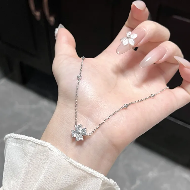 Modern Miracle S925 Silver With Full Zircon Necklaces Unisex Two Tone-4