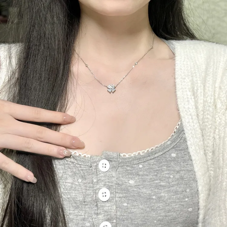 Modern Miracle S925 Silver With Full Zircon Necklaces Unisex Two Tone-3