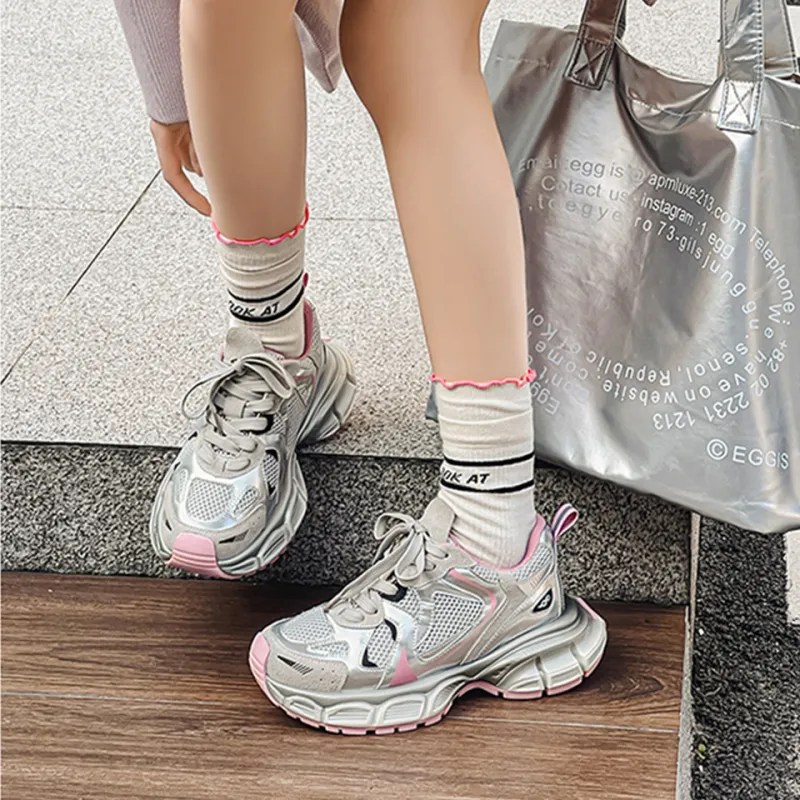Lanza Cushioning, Slip Resistant, Abrasion Resistant, Breathable, Height Increasing Low Top Chunky Sneakers Women's-12