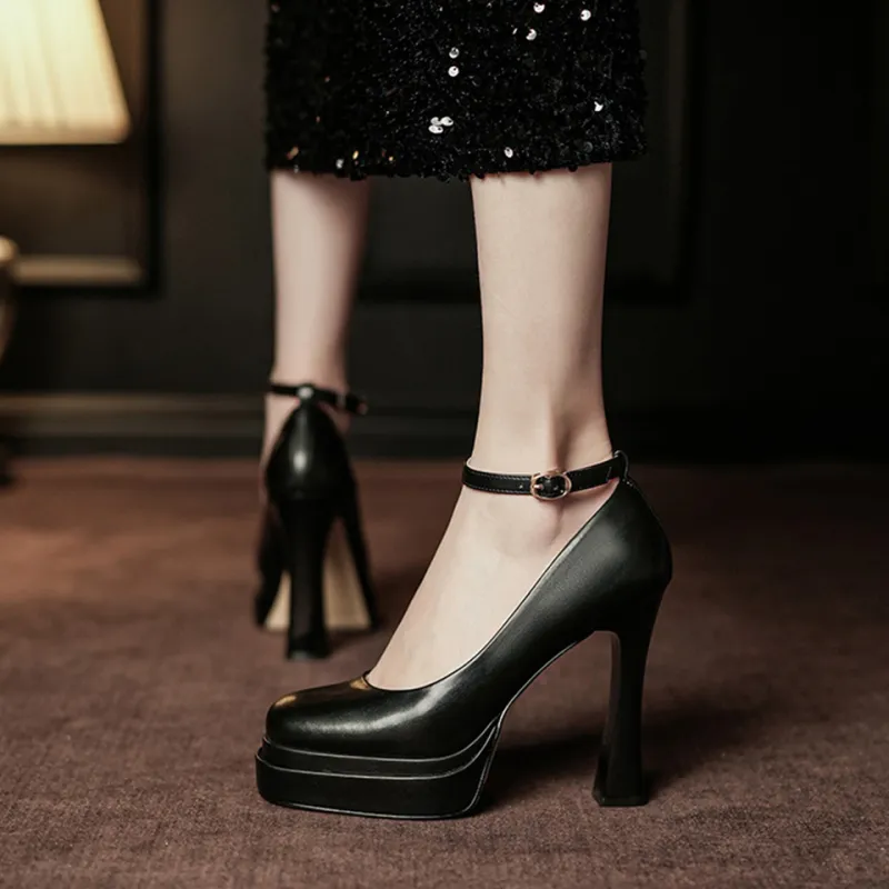 Lanza Chunky Heel High Heels 11.5cm Women's-12