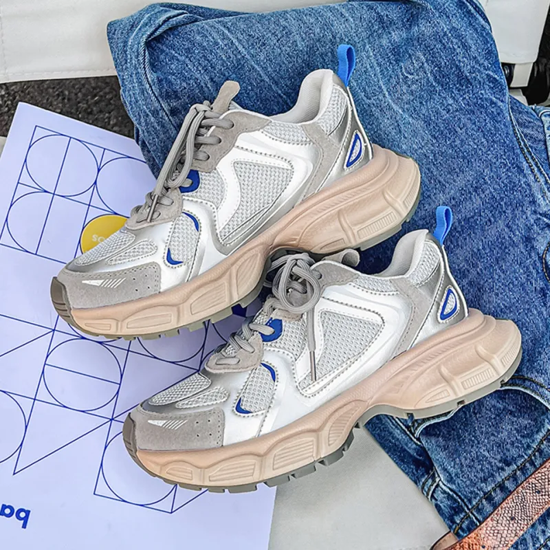 Lanza Cushioning, Slip Resistant, Abrasion Resistant, Breathable, Height Increasing Low Top Chunky Sneakers Women's-8