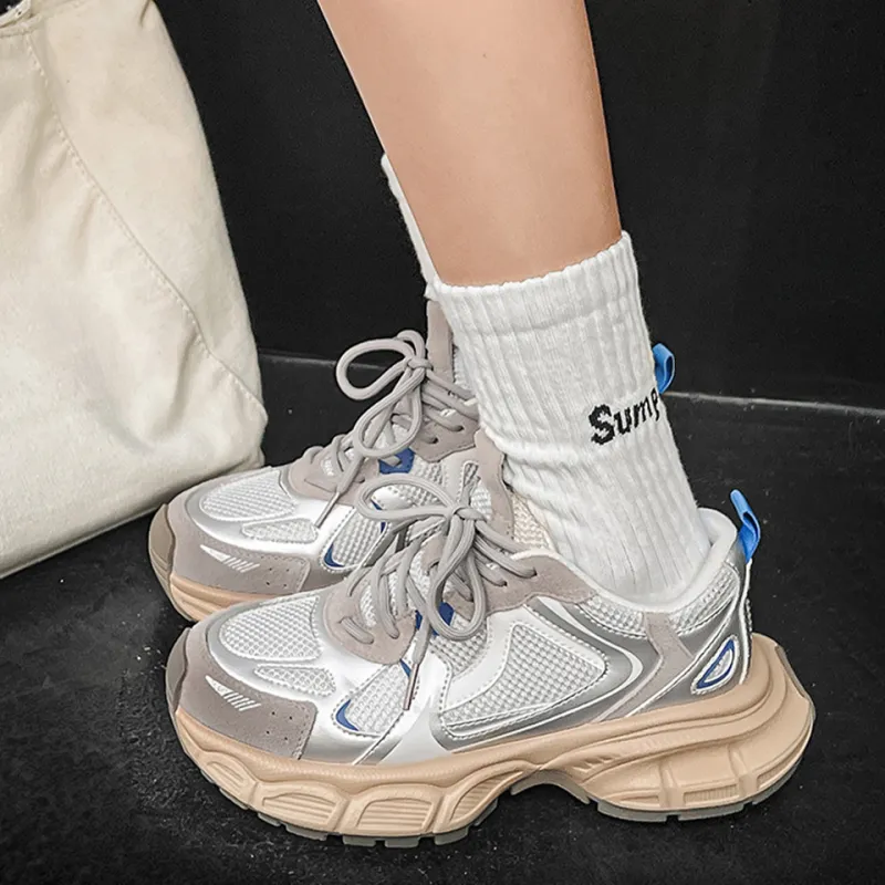Lanza Cushioning, Slip Resistant, Abrasion Resistant, Breathable, Height Increasing Low Top Chunky Sneakers Women's-5