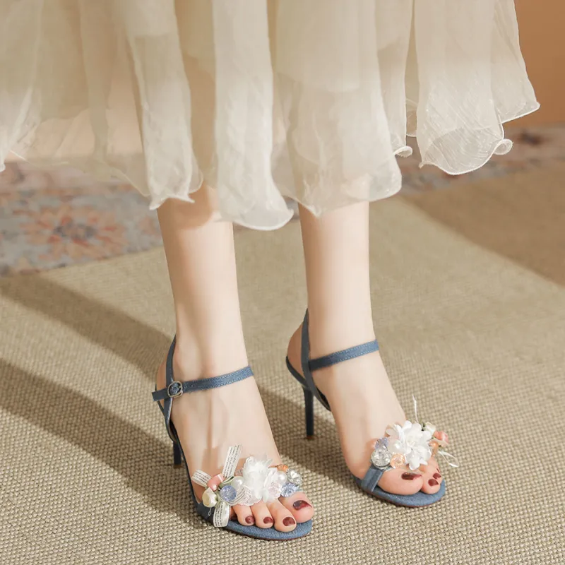 Lanza One Strap Sandals Women's Dark Blue-4