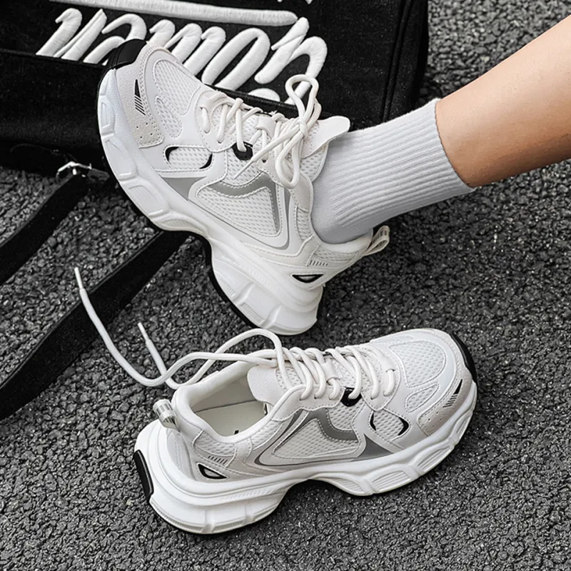 Lanza Cushioning, Slip Resistant, Abrasion Resistant, Breathable, Height Increasing Low Top Chunky Sneakers Women's-2