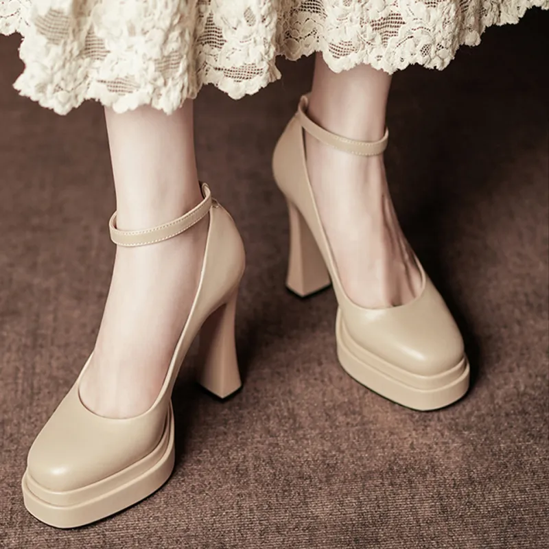 Lanza Chunky Heel High Heels 11.5cm Women's-7