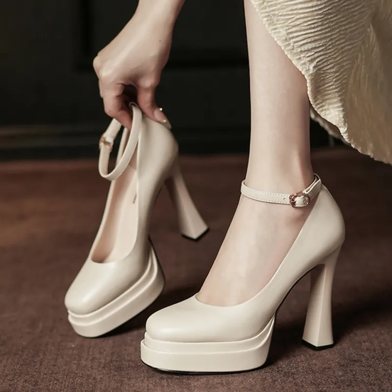 Lanza Chunky Heel High Heels 11.5cm Women's-2