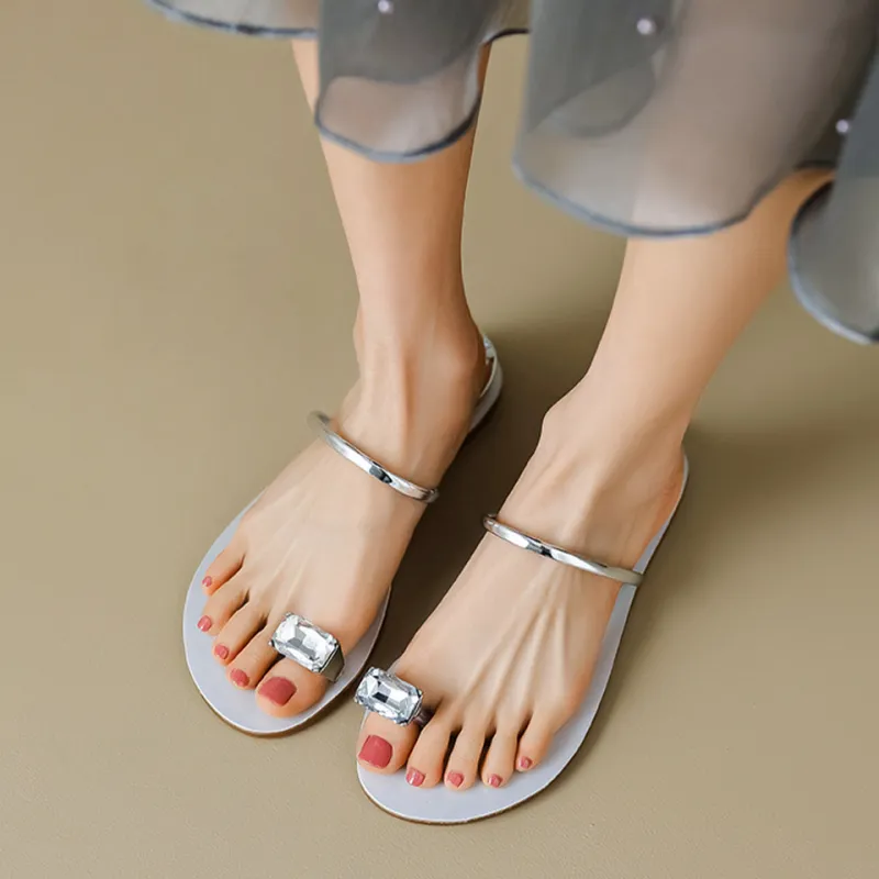 Lanza Rubber Sole Rhinestone Slip Resistant Odor Resistant Abrasion Resistant Slide Slippers Women's-4