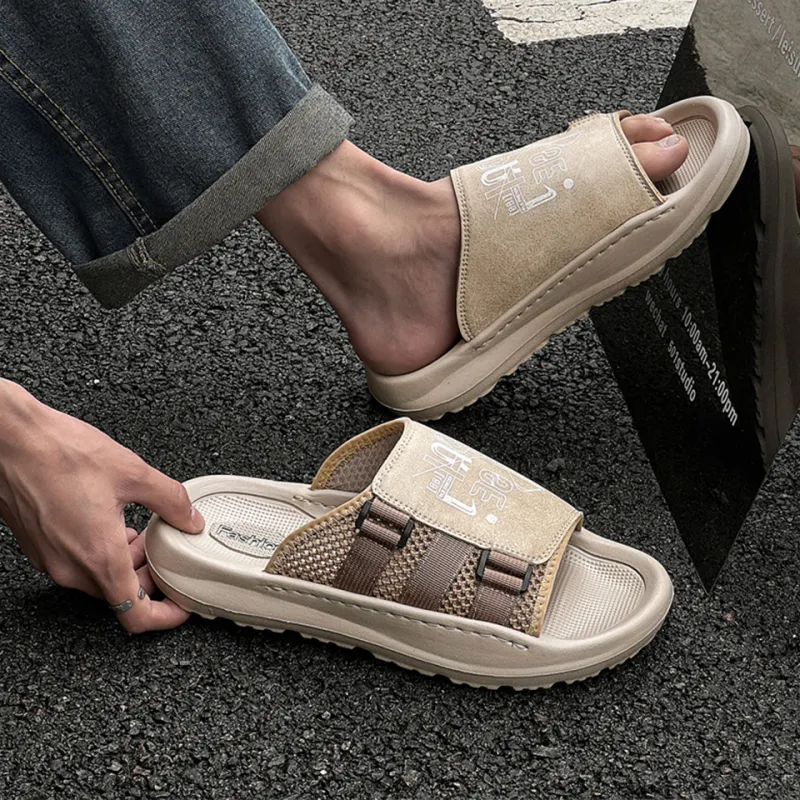 Lanza Slide Slippers Men Apricot/Black-2
