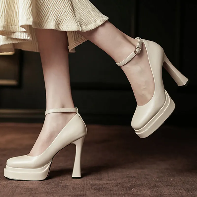 Lanza Chunky Heel High Heels 11.5cm Women's-1