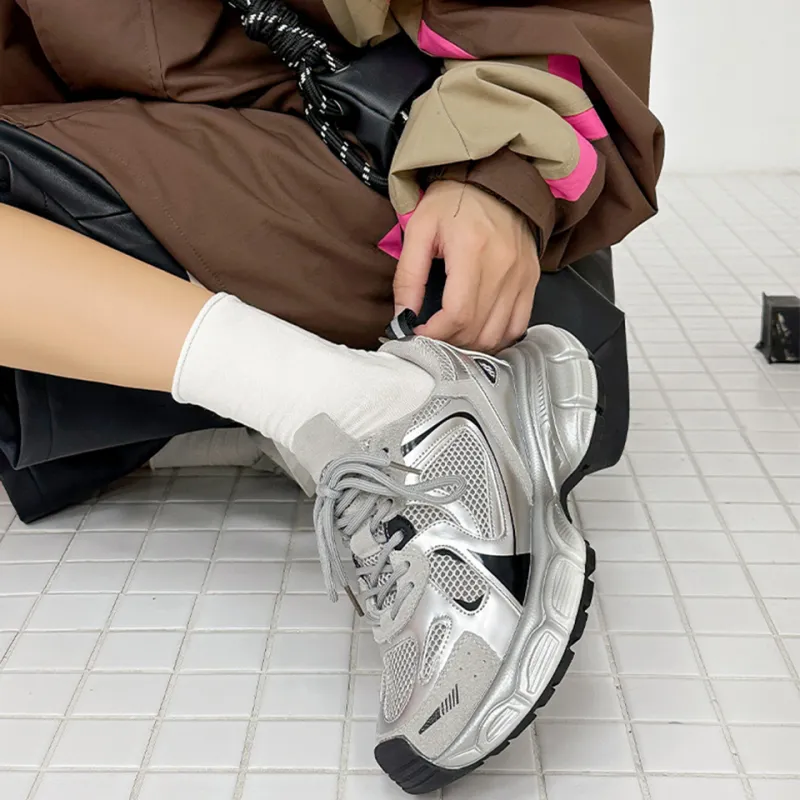 Lanza Cushioning, Slip Resistant, Abrasion Resistant, Breathable, Height Increasing Low Top Chunky Sneakers Women's-15
