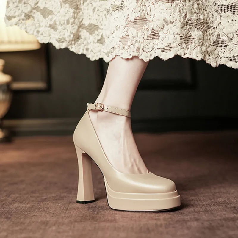 Lanza Chunky Heel High Heels 11.5cm Women's-8