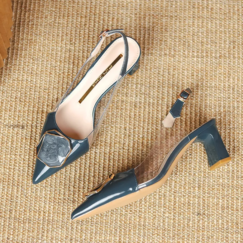 Lanza Chunky Heel High Heels 6cm Women's-8