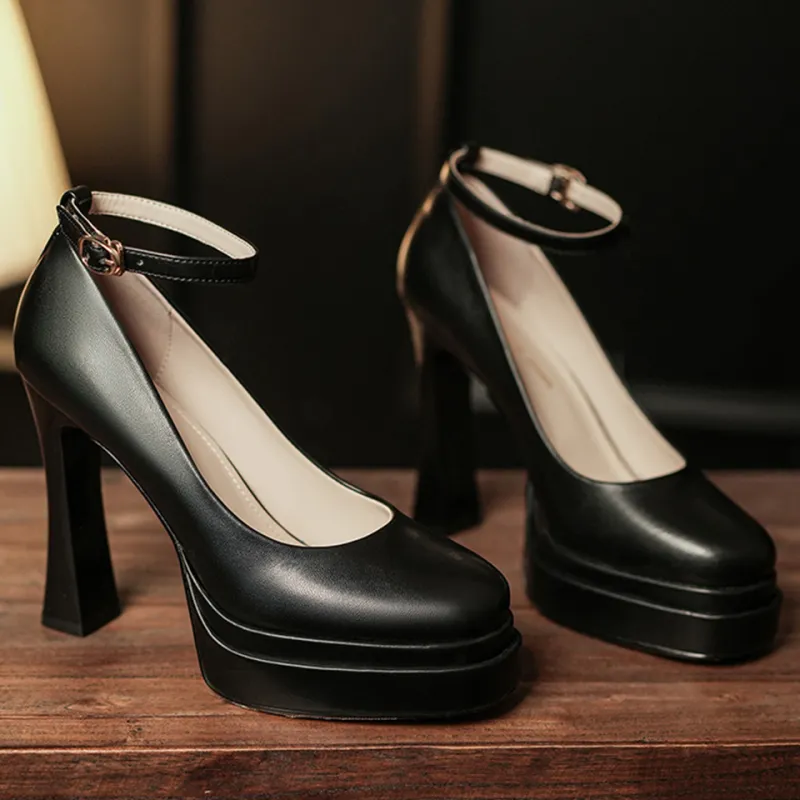 Lanza Chunky Heel High Heels 11.5cm Women's-11