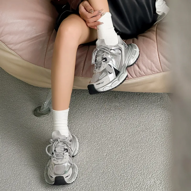 Lanza Cushioning, Slip Resistant, Abrasion Resistant, Breathable, Height Increasing Low Top Chunky Sneakers Women's-16