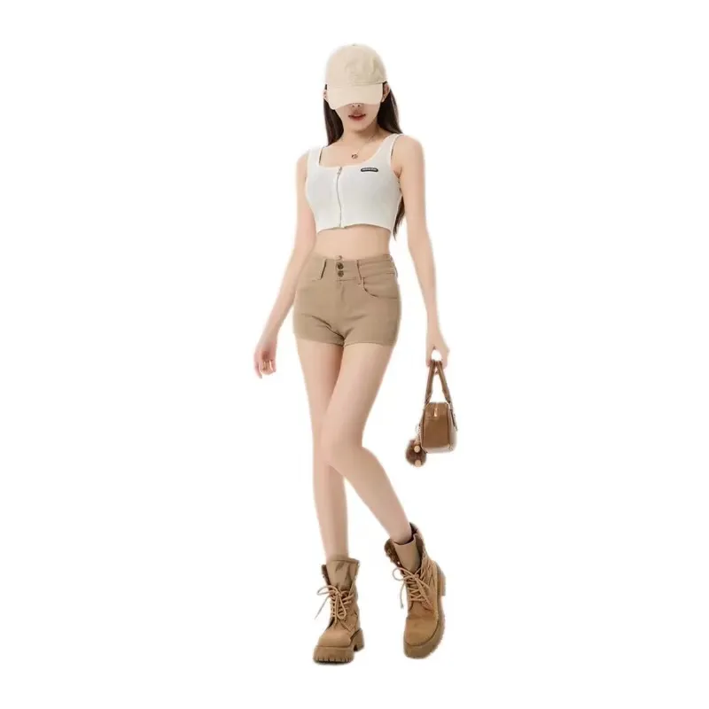 ORIASTAR Denim Shorts Women's Khaki-6