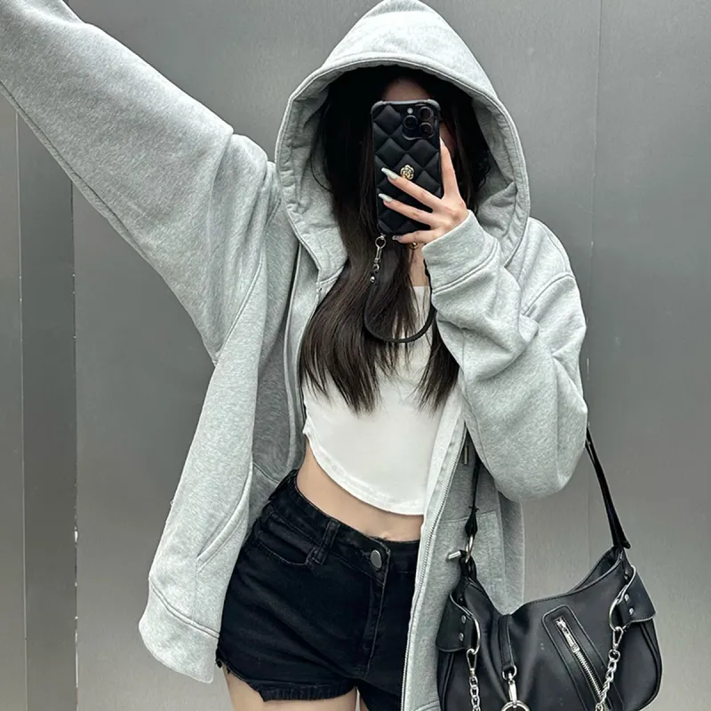 ORIASTAR Sweatshirt Jacket Women's Gray-2