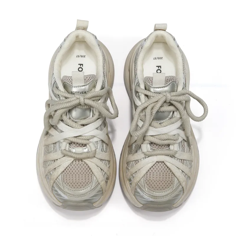 FOREVER 21 Abrasion Resistant Height Increasing Low Top Chunky Sneakers Women's-7