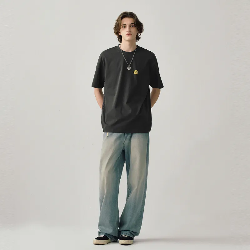714STREET Heavyweight Casual Skin Friendly Comfortable 100% Cotton Half Sleeve Short Sleeved T Shirts Unisex-5