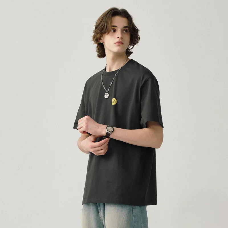 714STREET Heavyweight Casual Skin Friendly Comfortable 100% Cotton Half Sleeve Short Sleeved T Shirts Unisex-3