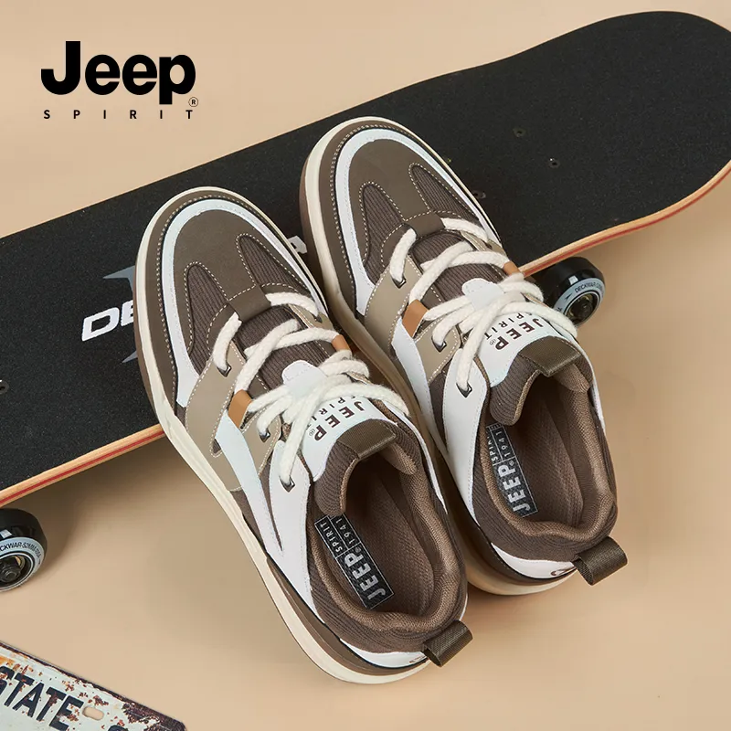 JEEP SPIRIT Coverage Wear Resistant Lightweight Breathable Height Increasing Low Top Skateboard Shoes Men's Cuban Brown-6
