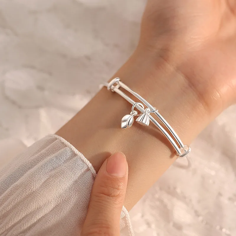 QIDUYINSHI 999 Fine Silver Sterling Silver Bracelets Women's-5