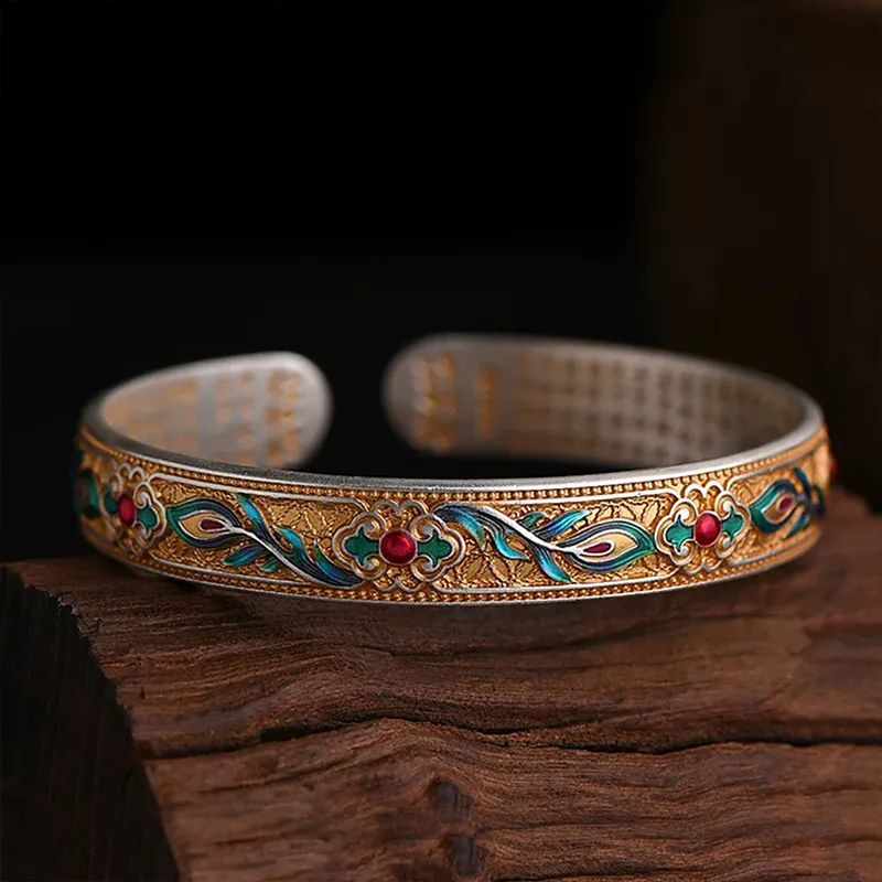 QIDUYINSHI 999 Fine Silver Bangles Women's-1