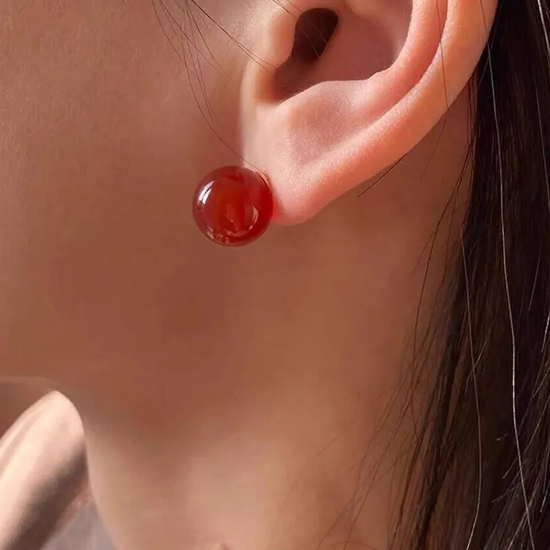 QIDUYINSHI Agate Stud Earrings Women's-5