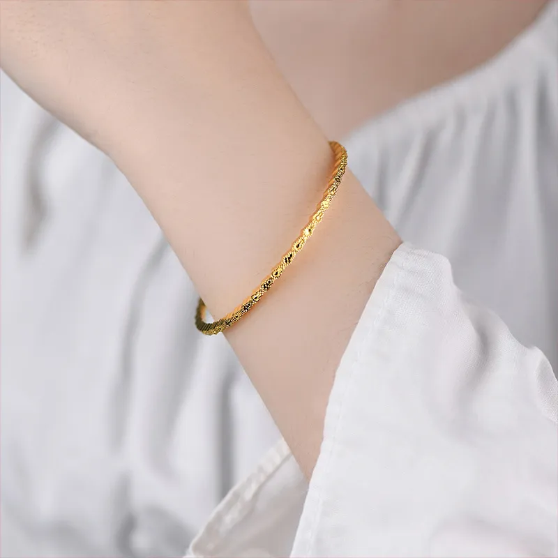 QIDUYINSHI 999 Fine Silver Bangles Unisex-2
