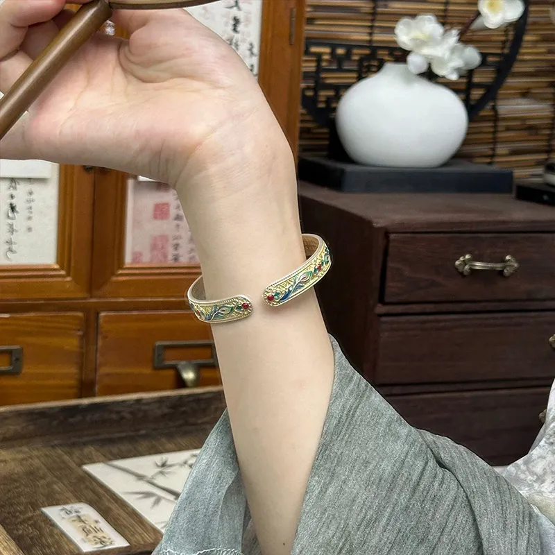 QIDUYINSHI 999 Fine Silver Bangles Women's-3