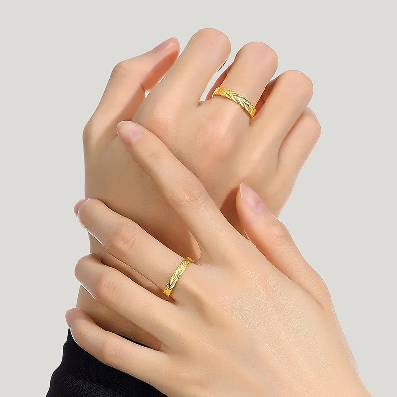 QIDUYINSHI S925 Silver Rings Unisex Silver, Yellow-7