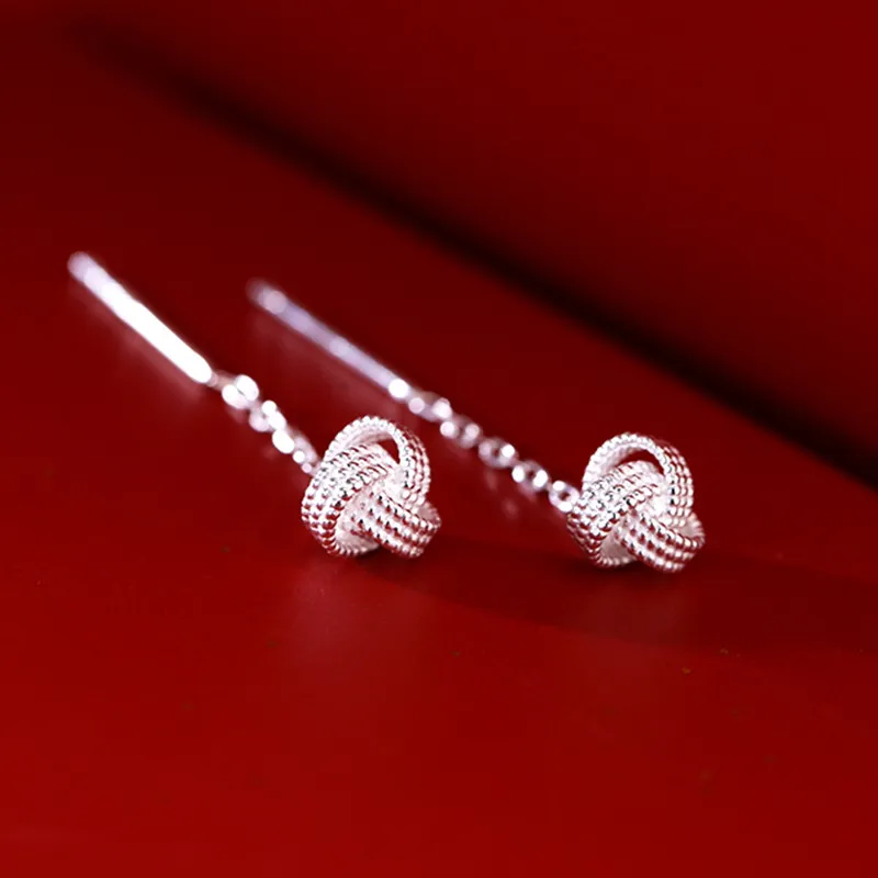 KING TAI FOOK 999 Fine Silver Drop Earrings Women's-3