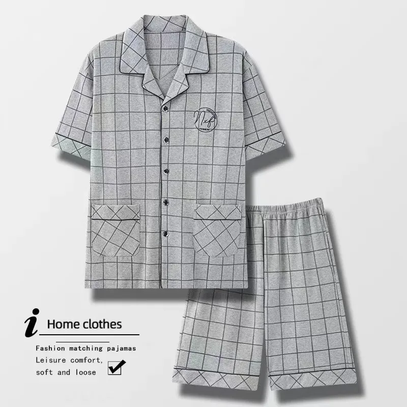 Inside The Orange Pajama Set Men's Plaid Gray-1