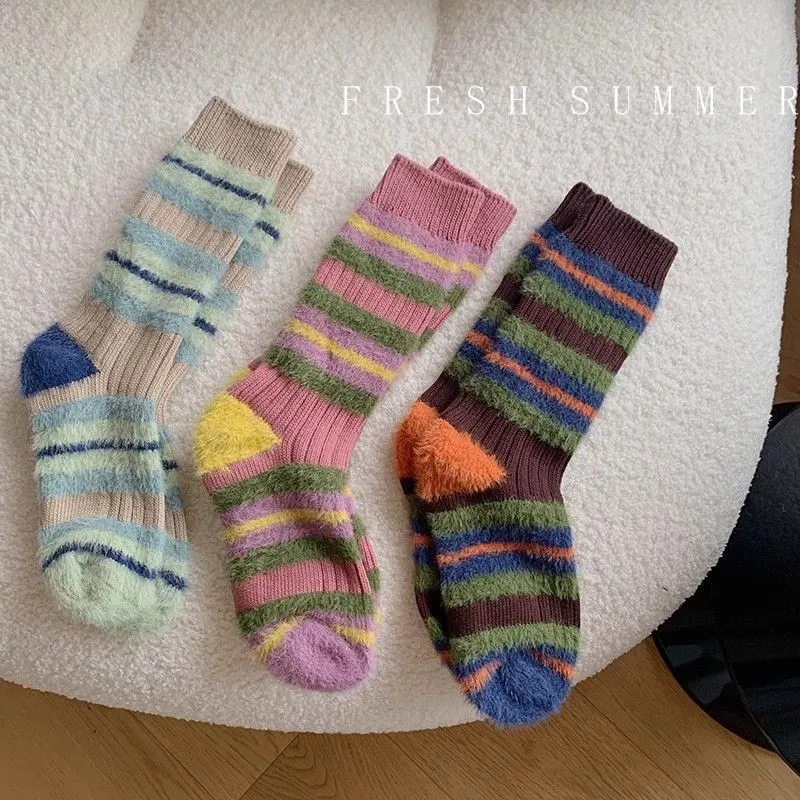 Inside The Orange Mid Calf Socks Women's 3 Pack Mixed Color-2