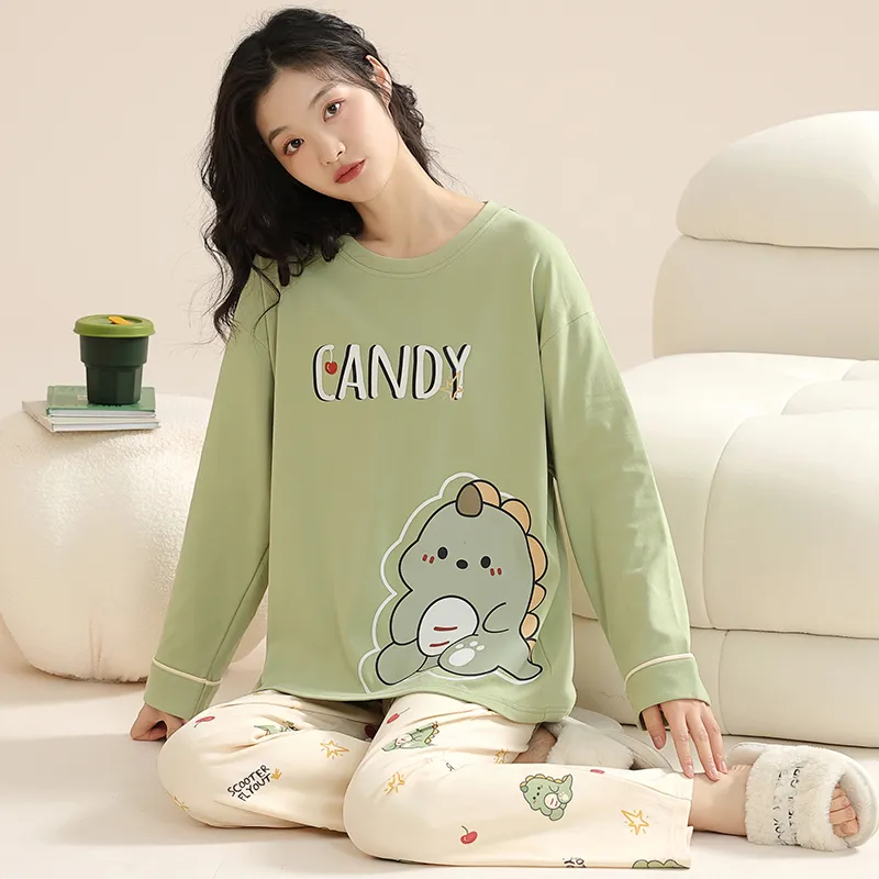 Inside The Orange Pajama Set Women's Green-1
