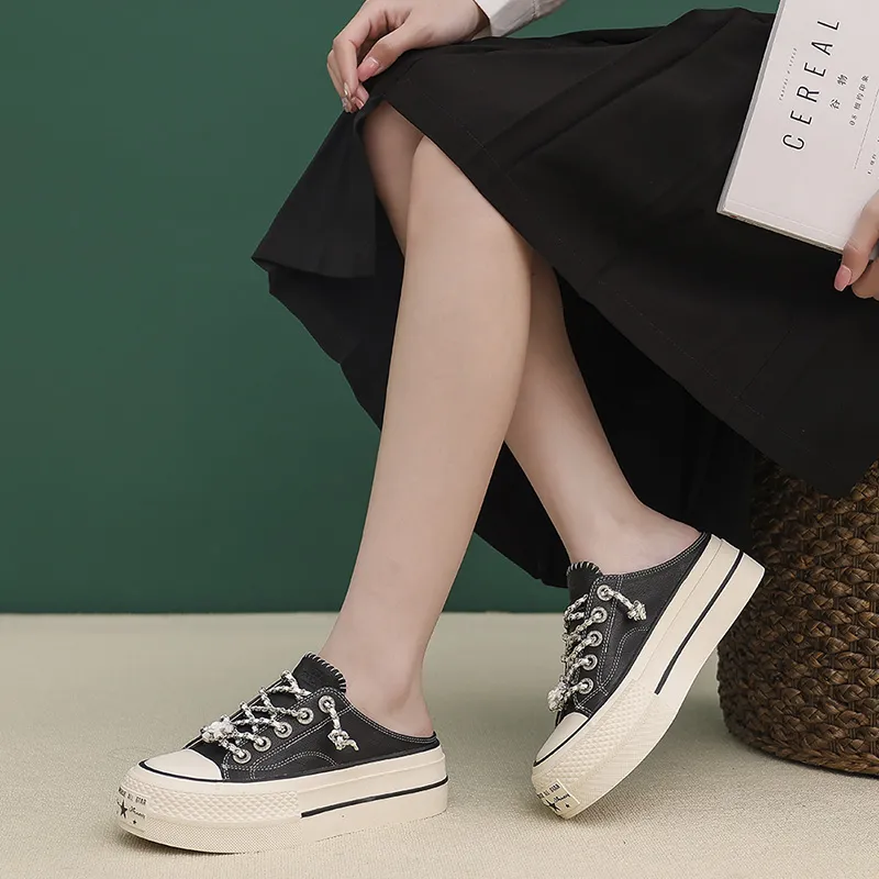 VAEL Slip Resistant, Breathable, Lightweight, Height Increasing Low Top Canvas Shoes Women's-3