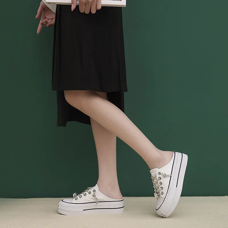 VAEL Slip Resistant, Breathable, Lightweight, Height Increasing Low Top Canvas Shoes Women's-6