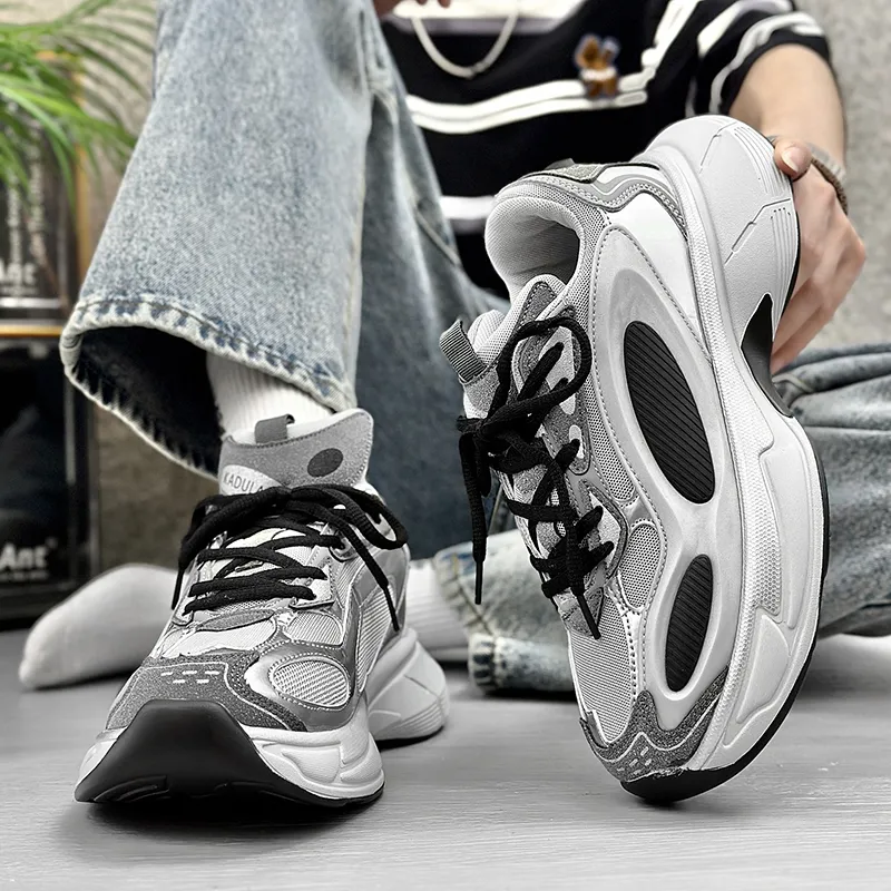 VAEL Non slip Lightweight Low Top Chunky Sneakers Unisex White-1