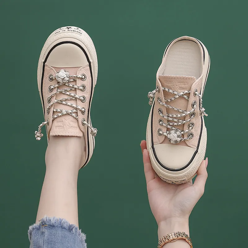 VAEL Slip Resistant, Breathable, Lightweight, Height Increasing Low Top Canvas Shoes Women's-19