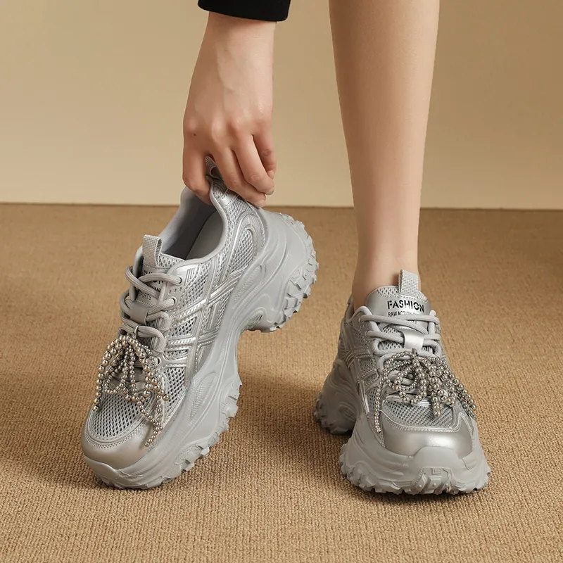 VAEL Cushioning, Slip Resistant, Abrasion Resistant, Breathable, Height Increasing Low Top Chunky Sneakers Women's-7