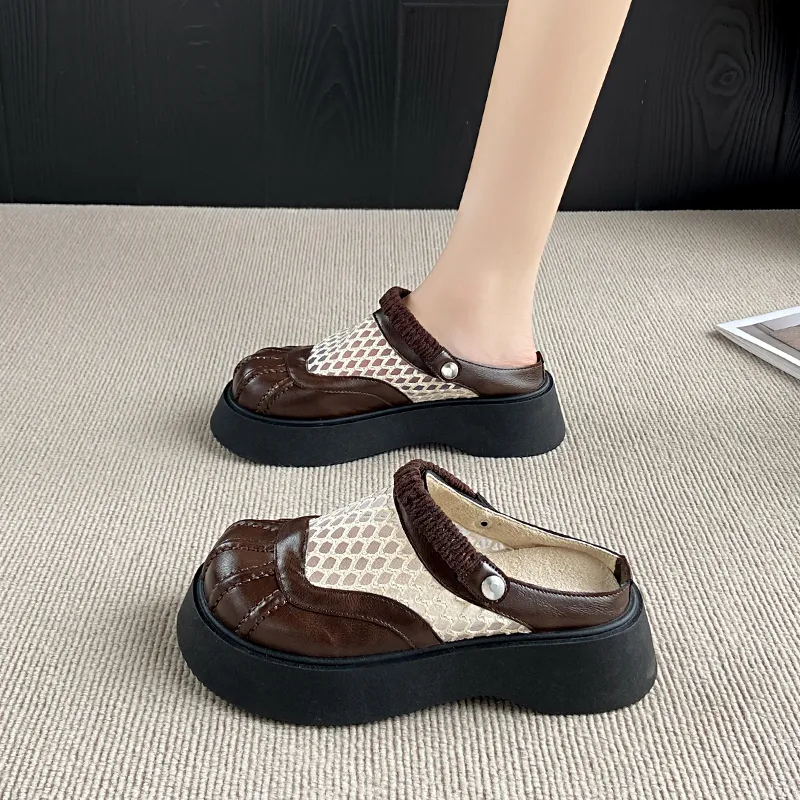 VAEL Rubber Sole Cut Out Quiet Abrasion Resistant Slip Resistant Closed Toe Slippers Women's-15
