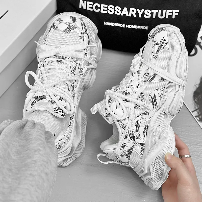 VAEL Cushioning Anti Slip Wear Resistant Breathable Lightweight Height Increasing Low Top Chunky Sneakers Unisex-8