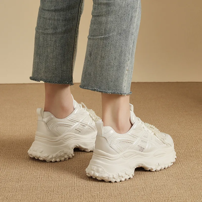 VAEL Cushioning, Slip Resistant, Abrasion Resistant, Breathable, Height Increasing Low Top Chunky Sneakers Women's-2