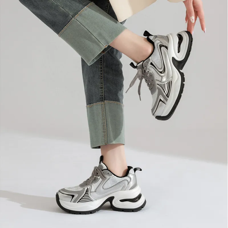 VAEL Cushioning Anti-Slip Wear-Resistant Breathable Lightweight Height Increasing Low-Top Chunky Sneakers Women's-13