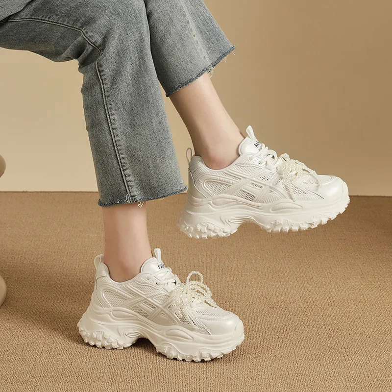 VAEL Cushioning, Slip Resistant, Abrasion Resistant, Breathable, Height Increasing Low Top Chunky Sneakers Women's-4