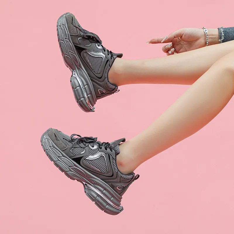 VAEL Anti Slip Wear Resistant Breathable Lightweight Height Increasing Low Top Chunky Sneakers Women's-9